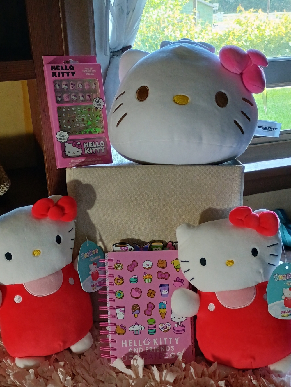 NWT Sanrio Hello Kitty 5pc Pink Plush Cushion HugMees Journal & Nails Lot